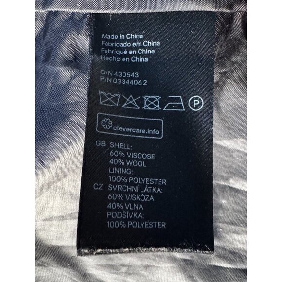 H&M Divided Women's Sz 8 Black Wool Blend Boucle Zip & Snap Up Coat Jacket - Picture 6 of 10